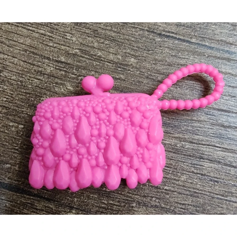Barbie Fashionistas Wristlet Purse Clutch Dark Pink Teardrop Gems Beaded Handle